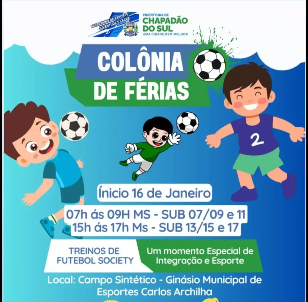 Imagem de compartilhamento para o artigo Acontece nesta quinta-feira uma animada Colônia de Férias em Chapadão do Sul para crianças e adolescentes da MS Todo dia